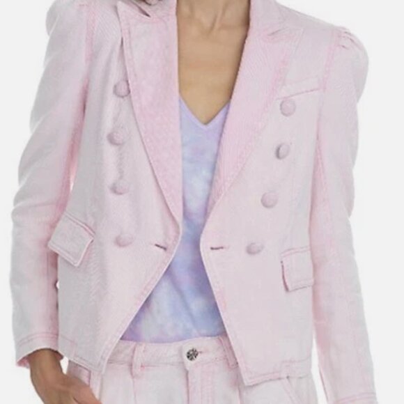 Generation Love Baby Pink Denim Double Breasted Blazer - Picture 1 of 16